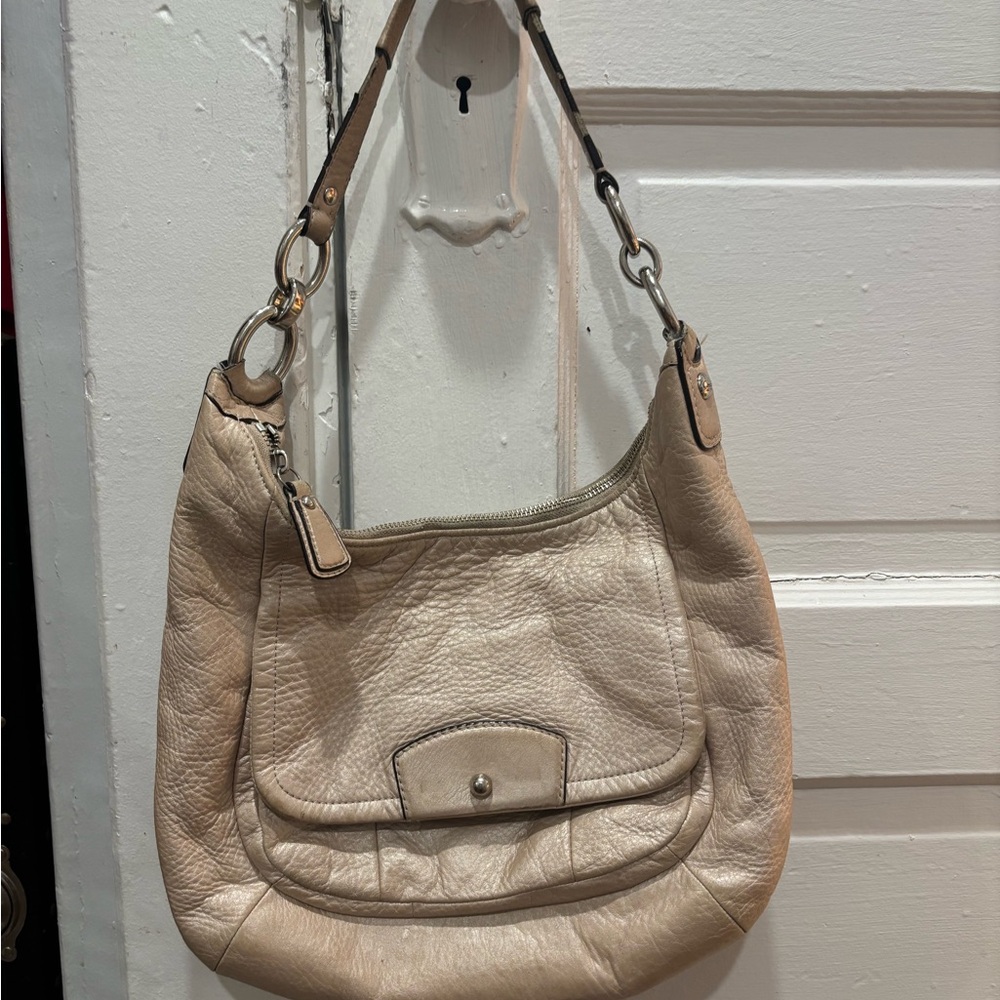 Coach Beige Leather Hobo Bag